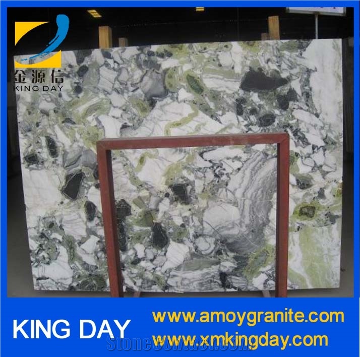 White Marble with Green Veins Big Slabs, Chinese Green Marble, Cool Emerald Marble, Ice Jade Green