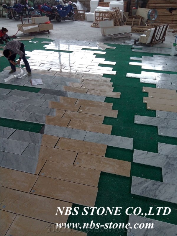 Golden Leaf and White Carrara Mosaic Tile,Floor Mosaic