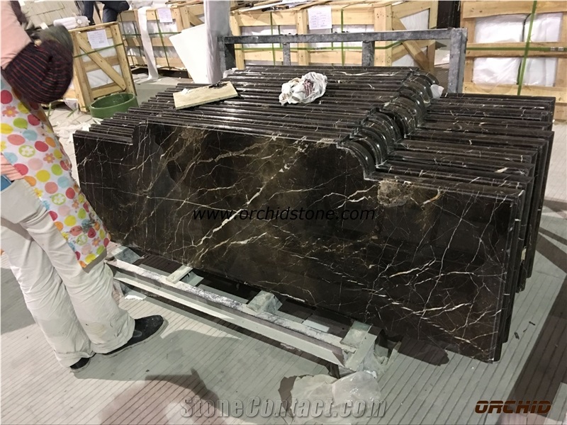 Chinese Saint Laurent Brown Marble Counter