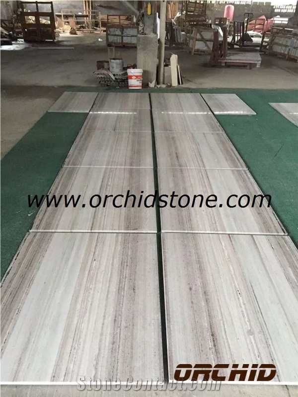 Polished Crystal Serpentine White Wooden Marble Slabs & Tiles