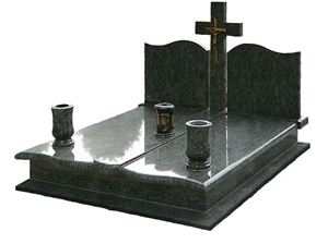 Poland Cross Tombstone, Black Granite Double Monuments
