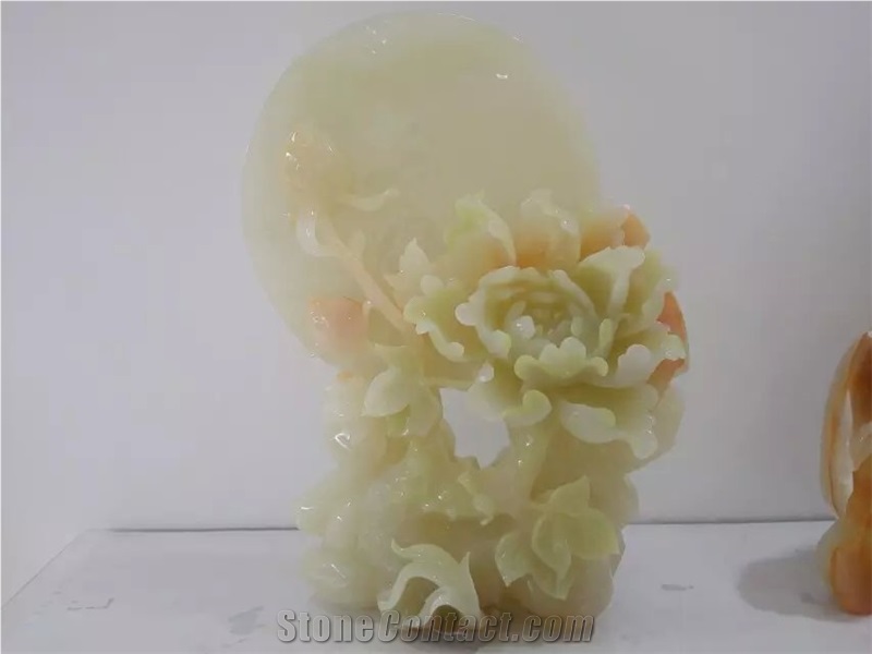 Green Onyx Carving Crafts,Green Jade Sculpture Inlaid Crafts