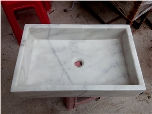 Polished Arabescato Corchia Marble Sinks & Basins, Arabescato White Round Basins, Italy White Marble Bathroom Sinks, White Marble Wash Basins