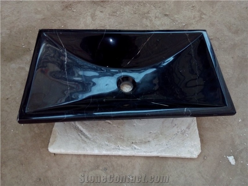 Polished Nero Marquina Marble Sinks&Basins,Black Marquinia Marble Bathroom Wash Basins,Negro Marqina Round Basins,Spanish Black Marble Round Sinks