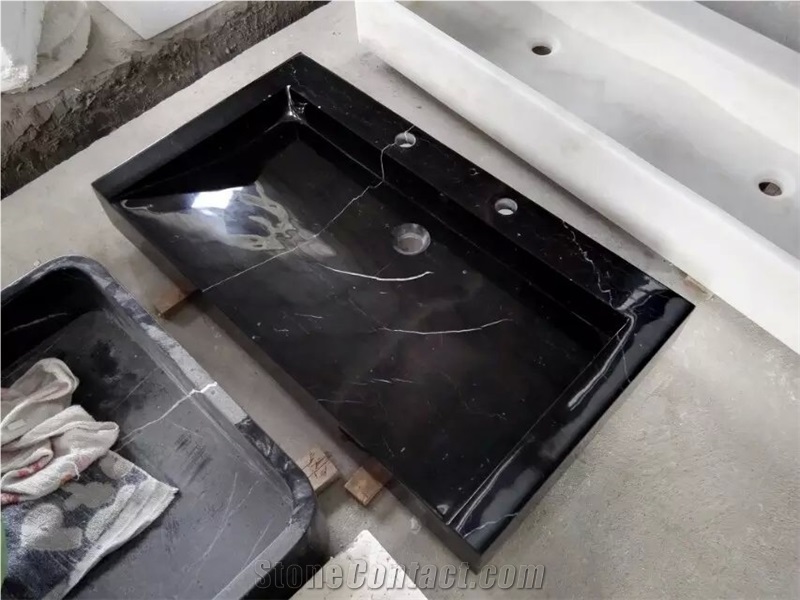 Polished Nero Marquina Sinks&Basins,Black Marquina Marble Square Sinks,Spain Black Marble Rectangle Basins