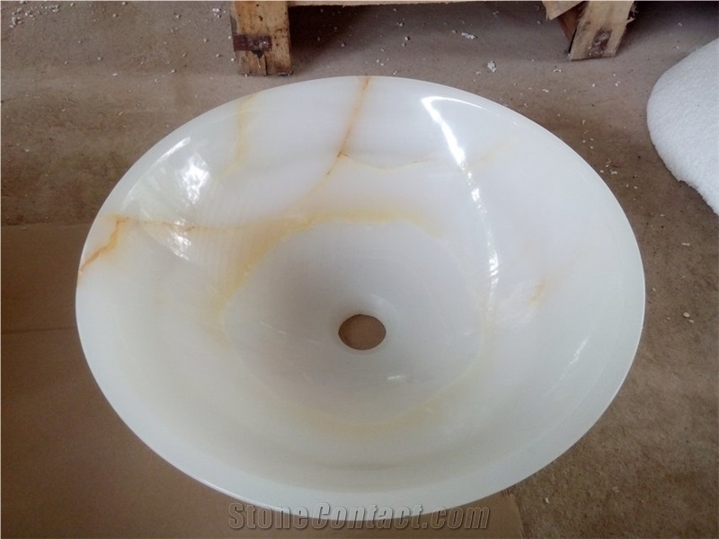 White Onyx Sink & Basins,Polished White Onyx Round Sinks,Wash Basins