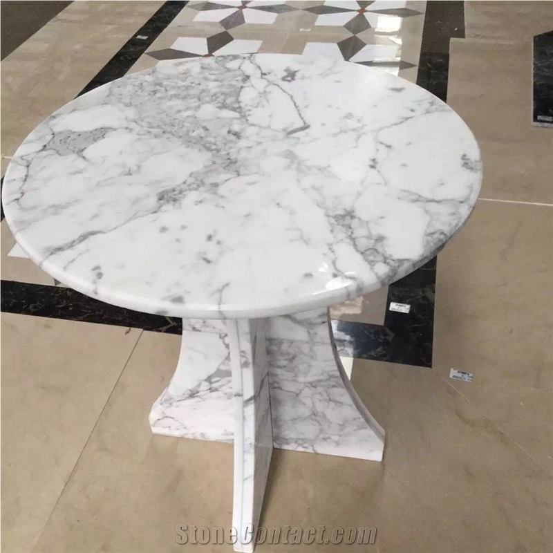 Cheap Price-Bianco Statuario Carrara Marble Interior Round Table Top/Square Tabletops Home Decor