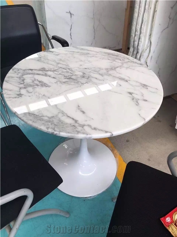 Cheap Price-Bianco Statuario Carrara Marble Interior Round Table Top/Square Tabletops Home Decor