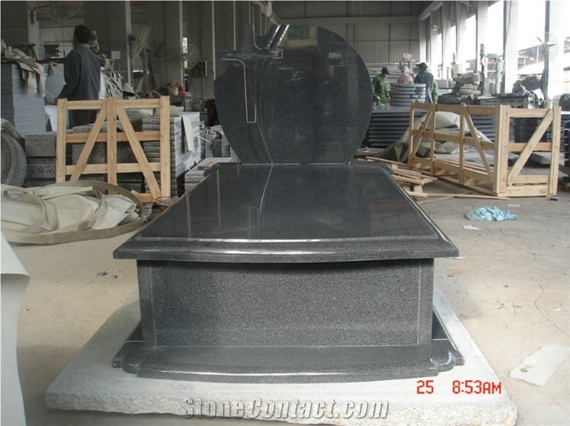Cheap Granite G654 Dark Grey Granite Headstone for Sale Cross Tombstone