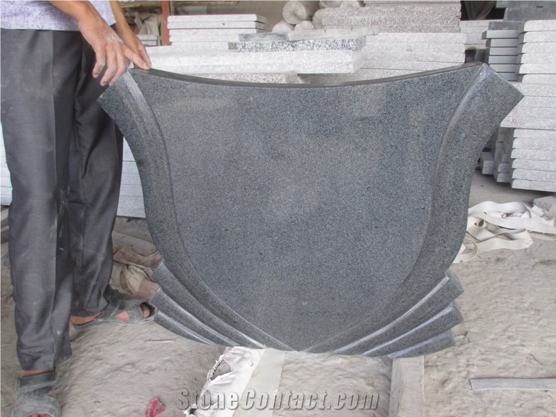 G654 Pangda Dark Granite Hungary Engraved Headstone, China Impala Kobra Granite Bevel Headstone Design