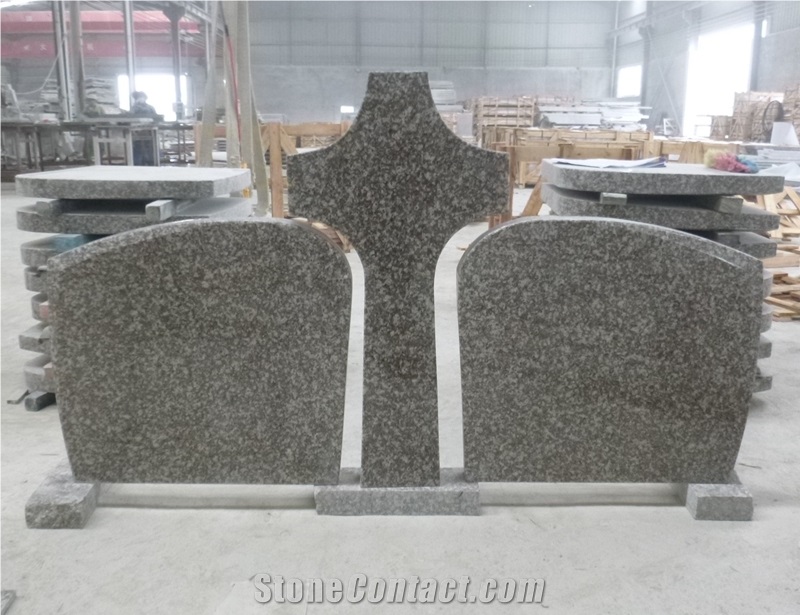 Polish Style G664 Granite Headstone Carving Cross Design