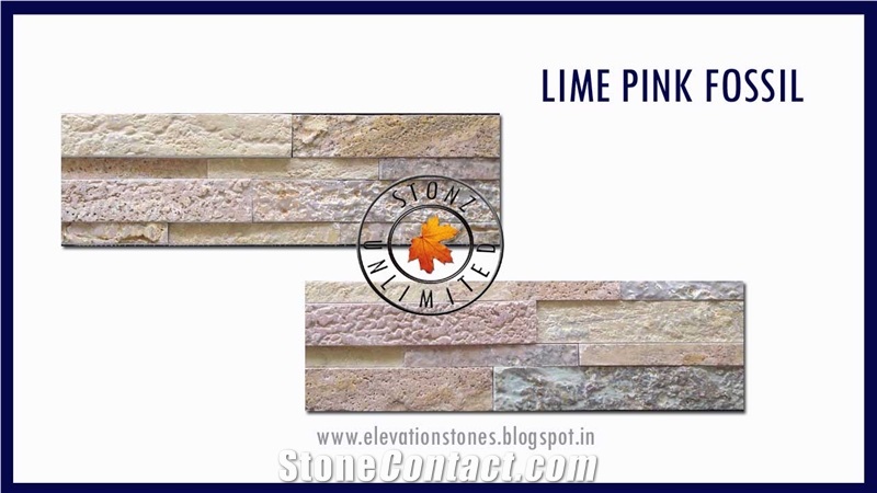 Lime Pink Limestone Tiles & Slabs,Lime Pink Mosaics, Lime Pink Ledges, Borgo Patterns, Lime Pink Hand Cuts