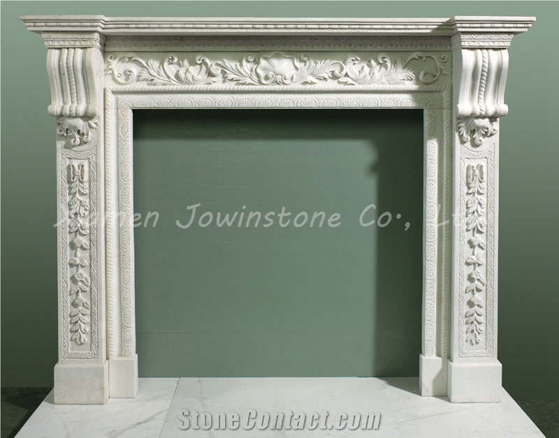 Polish/Honed Fireplaces Mantel/Hearth/Design/Surround, White Marble Fireplace