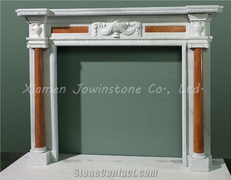 Polish/Honed Fireplaces Mantel/Hearth/Design/Surround, White Marble Fireplace