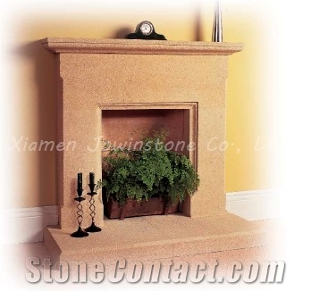 Polished Beige Marble Fireplace Mantel/Hearth/Design/Surround, British Fireplace