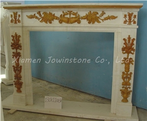 Polished British Style Fireplace, White Marble Fireplace