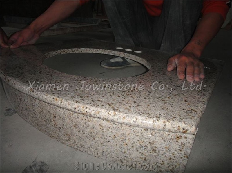 Polished G682 Granite/Beijing Gold Bathroom Top/Vanity Top, Golden Chinese Granite for Tops