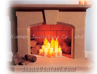 Polished / Honed Beige Limestone Fireplace Fireplaces Mantel/Hearth/Design/Surround, British Fireplace