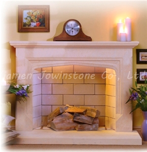 Polished / Honed Vratza Beige Limestone Fireplace Mantel/Hearth/Design/Surround, British Fireplace