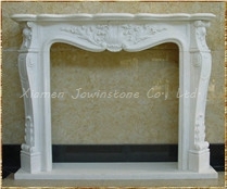 Polished White Marble European Style Fireplaces, French Style Fireplace
