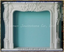 Polished White Marble European Style Fireplaces, French Style Fireplace
