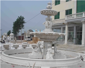 Beige Marble and White Marble Fountain for Garden Decoration,Hotel Outside Fountain,Exterior Water Fountain.