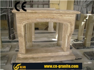Beige Marble Stone Fireplace Cover with Competitive Price