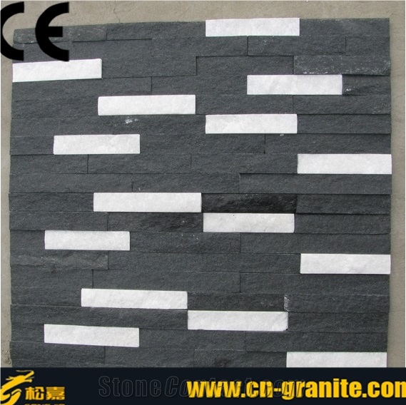 Black and White Quartzite Cultured Stone, China Cultured Stone for Landscaping Stone, Stone Wall Decor