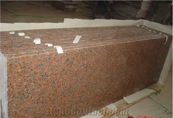 Cheap G562 Maple Red Granite Polished Half Slab, China Red Granite