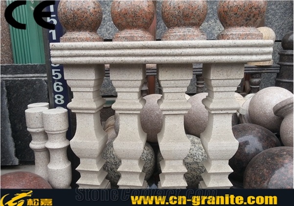 China Granite G681 Balusters,China Pink Granite Handrail Railing,China Cheap Pink Granite Balustrades,Balcony Railing Cover
