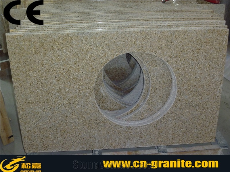 China Granite Rusty Vanity Countertop,G682 Granite Bath Top,Molded Sink Countertop
