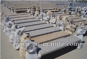 China Grey Granite Chairs,Garden Chairs&Tables,Exterior Garden Animal Stone Benches
