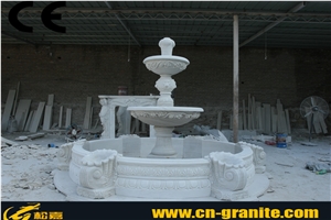 China White Granite Western New Design Exterior Water Stone Fountain,Garden Fountain
