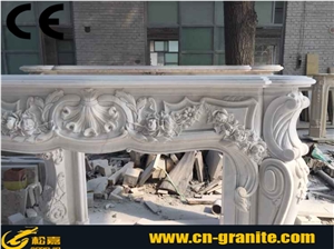 China White Marble Fireplace for Interior Decoration,Western Style Design Fireplace Mantel