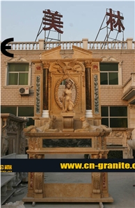 China Yellow Marble Fireplace,Hand Carve Fireplace,Songjia Design for Sale