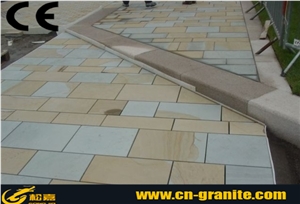 China Yellow Sandstone Floor Covering,Double Color Sandstone Pavers