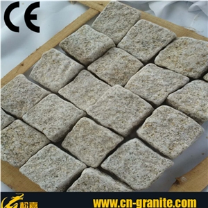 G682 Granite Paving Stone,Yellow Cube Stone,Cheap Granite Paving,Granite Cobble Stone,Rusty Cobble Stone,China Cheap Granite Cube Stone,All Side Natural Split Cube Stone,Tumbled Paving Stone