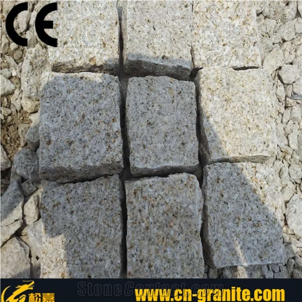 G682 Granite Paving Stone,Yellow Cube Stone,Cheap Granite Paving,Granite Cobble Stone,Rusty Cobble Stone,China Cheap Granite Cube Stone,All Side Natural Split Cube Stone,Tumbled Paving Stone
