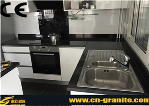 G684 Black Granite Kitchen Countertops,Kitchen Worktops,China Black Granite Countertop,Polished Bench Tops