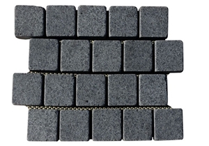 G684 Natural Black Basalt Paving Stone & Cubes on Net, Cobble Stone, Walkway/Driveway Cube Pavers, Exterior Stone
