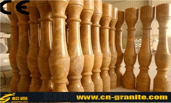 Gold Marble Balustrades & Railing,Yellow Marble Stair Railing,Marble Flooring Border Designs