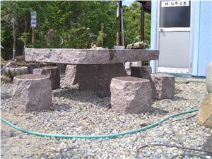 Granite G664 Bench and Table,Pink Granite Tables for Garden Table Sets.