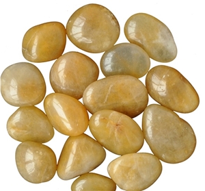 High Polished Yellow River Pebbles, Polished Beige River Cobbles for Driveway and Walkway, Pebble for Road Decoration