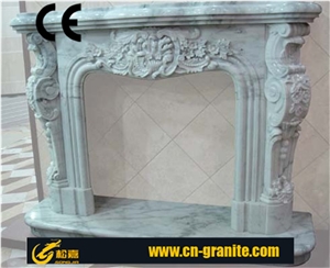 Natural Beige White Marble Fireplace Decorating