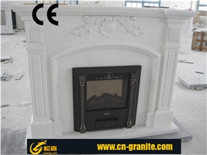 Natural White Marble Barbeque White Marble Fireplace
