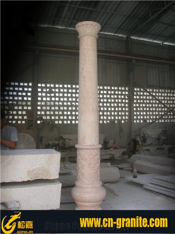 Pink Granite Roman Column, Architectural Columns Price, Songjia Column