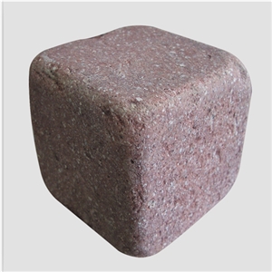 Red Granite Tumbled Cube Stone,Cobble Stone,For Floor Decoration