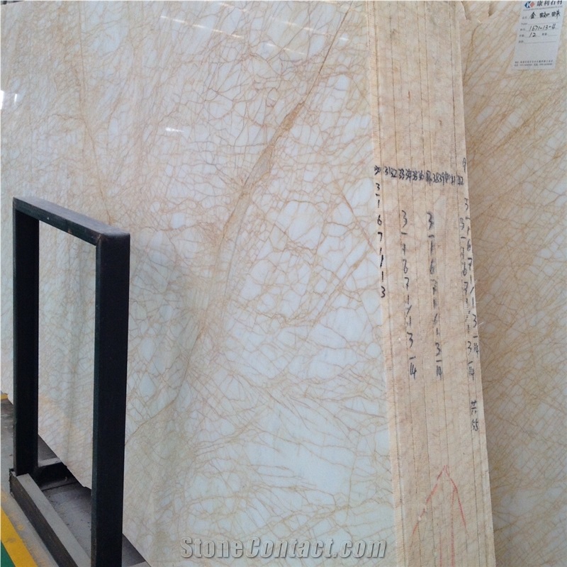 Spider Golden Marble Slab Cut to Size for Floor Paving or Wall Cladding, Hotel Floor and Wall Decoration Stone
