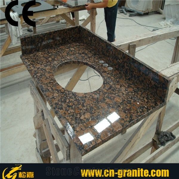 Tan Brown Granite Tops Bathroom Vanity Top Prefab Granite