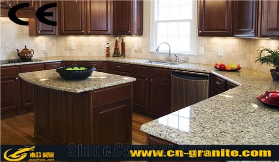 Tiger Skin Yellow Granite Kitchen Tops,Desk Tops,Bench Tops,Chinese Cheap White Granite Countertop